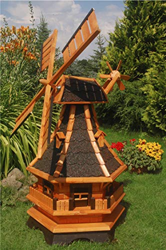 Deko-Shop-Hannusch Windmühle, 1,30 m, Windmühlen mit Beleuchtung Solar, Solarbeleuchtung ++kugelgelagert++ Bitum dunkel von Deko-Shop-Hannusch