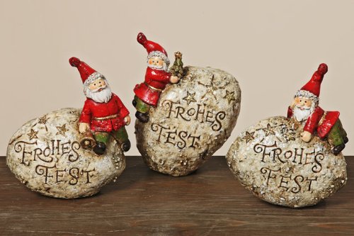 Nikolaus Weihnachtsmann auf Stein Polystein Frohes Fest Weihnachten 1812-5624700 von Deko im Trend