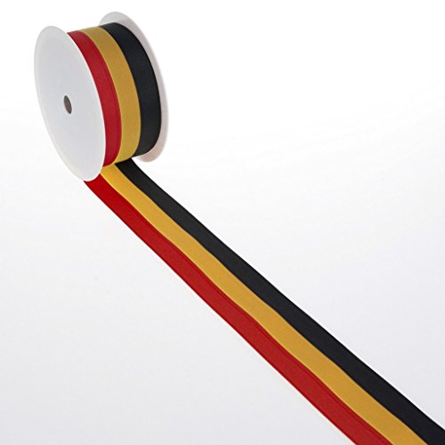 Deko und Band Nationalband Belgien - schwarz, gelb, rot - 40 mm x 25 m - 2436 40 B von Deko AS GmbH