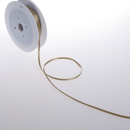 Double-Face Satin mit Goldkante - beige - 3mm - 50m - 32103 59 (0,26€/M) von Deko und Band