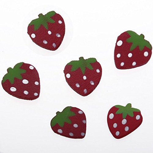 Erdbeeren mit Klebepunkt aus Holz - rot - 12 Stück - 91051 (0,49€/Stück) von Deko und Band