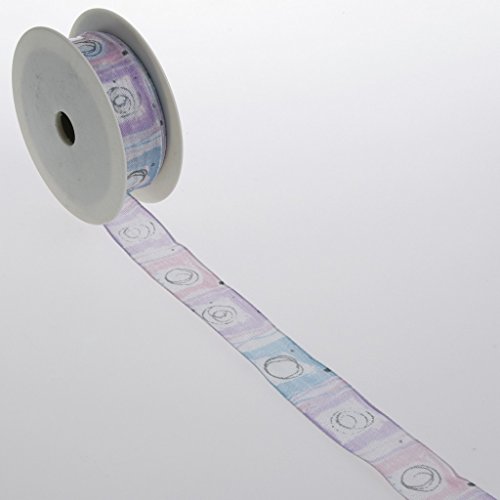 Gemustertes-Band - rosa/lila/blau - 25 mm x 15 m - 40012-2155 25 9407 (0,55€/m) von Deko und Band