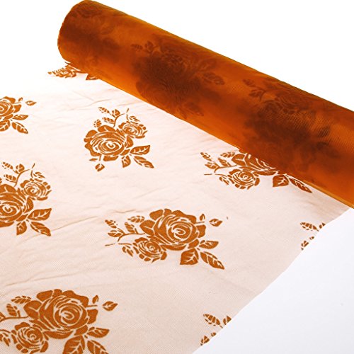 Deko und Band Organza-Tischläufer mit Flock-Print Persimone Roses - 28 cm - Rolle 15 Meter Deko und Band Organza-Tischläufer mit Flock-Print Persimone Roses - 28 cm - Rolle 15 Meter von Deko und Band