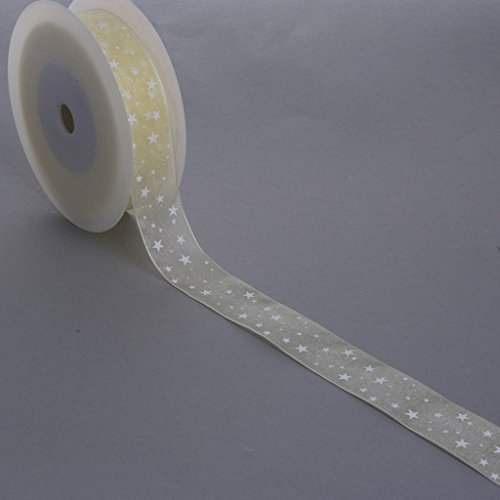 Organza mit Sternchen - Creme - 25mm - 25m - 90165 50 (0,85€/m) von Deko und Band