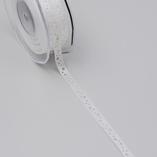 Satinlochband - weiß - 9 mm - 20 m - 54009 00 von Deko und Band