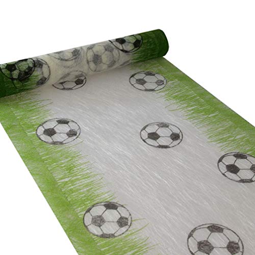 Tischläufer Fußball Motiv Sizoflor weiß grün 30 cm x 5 Meter Rolle von Deko AS GmbH