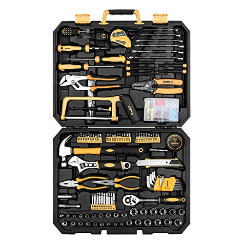 DEKO 198-teiliges Werkzeugkoffer für die Haushaltsreparatur, füllt und hochwertig, General Haushalt mit Schraubenschlüssel und Kunststoff Werkzeug-Box von DEKO