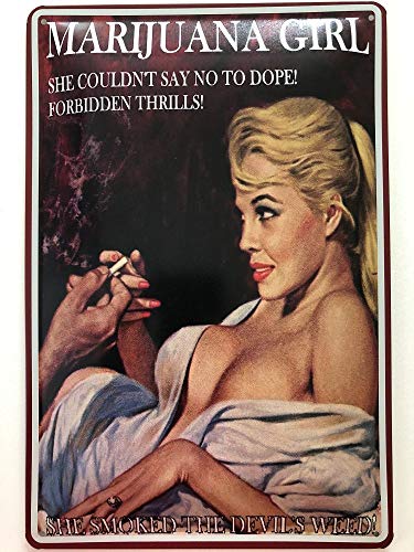 Blechschild 30 x 20 cm - Marijuana Girl - she smoked the devil`s weed ! - Deko7 Blechschild 30 x 20 cm - Marijuana Girl - she smoked the devil`s weed ! - Deko7 von Deko7