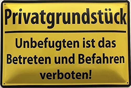 Blechschild 30 x 20 cm Warnschild: Privatgrundstück - Betreten und Befahren verboten ! - Deko7 Blechschild 30 x 20 cm Warnschild: Privatgrundstück - Betreten und Befahren verboten ! - Deko7 von Deko7