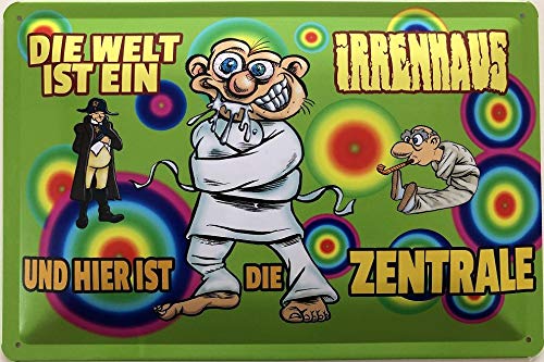 Deko7 Blechschild 30 x 20 cm Comic: Die Welt ist EIN Irrenhaus und Hier ist die Zentrale Deko7 Blechschild 30 x 20 cm Comic: Die Welt ist EIN Irrenhaus und Hier ist die Zentrale von Deko7