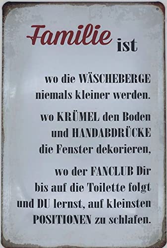 Blechschild 30 x 20 cm Familien Spruch: Familie ist wo die Wäscheberge niemals kleiner werden - Deko7 Blechschild 30 x 20 cm Familien Spruch: Familie ist wo die Wäscheberge niemals kleiner werden - Deko7 von Deko7