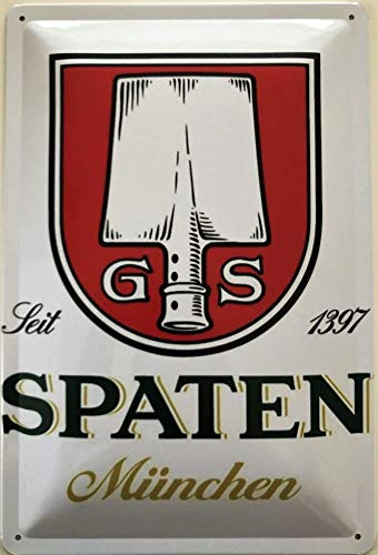 Deko7 Blechschild 30 x 20 cm GS Spaten weiß seit 1397 München von Deko7