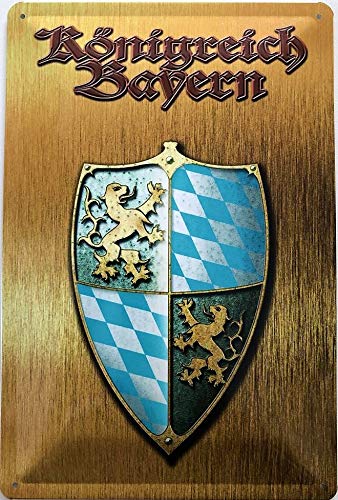 Deko7 Blechschild 30 x 20 cm - Königreich Bayern Wappen Schild von Deko7