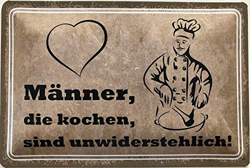 Deko7 Blechschild 30 x 20 cm Männer die Kochen sind unwiderstehlich Deko7 Blechschild 30 x 20 cm Männer die Kochen sind unwiderstehlich von Deko7