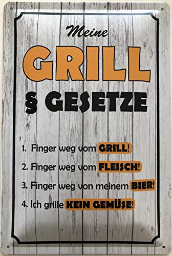 Deko7 Blechschild 30 x 20 cm Meine Grill § Gesetze von Deko7