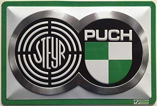 Deko7 Blechschild 30 x 20 cm Steyr Puch Doppel Logo Deko7 Blechschild 30 x 20 cm Steyr Puch Doppel Logo von Deko7