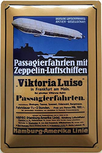 Deko7 Blechschild 30 x 20 cm Vintage Werbung: Passagierfahrten mit Zeppelin Luftschiffen Deko7 Blechschild 30 x 20 cm Vintage Werbung: Passagierfahrten mit Zeppelin Luftschiffen von Deko7