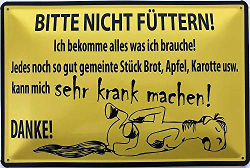 Deko7 Blechschild 30 x 20 cm Warnschild - Bitte Nicht füttern von Deko7