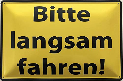 Deko7 Blechschild 30 x 20 cm Warnschild - Bitte langsam Fahren Deko7 Blechschild 30 x 20 cm Warnschild - Bitte langsam Fahren von Deko7
