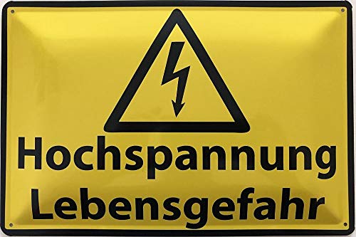 Deko7 Blechschild 30 x 20 cm Warnschild - Hochspannung Lebensgefahr von Deko7