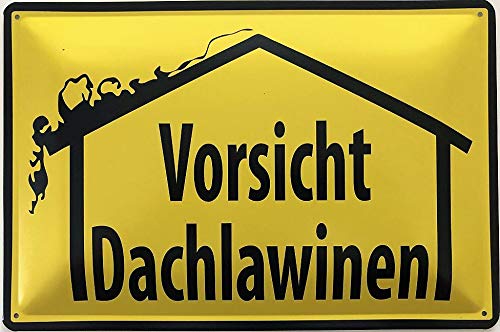 Deko7 Blechschild 30 x 20 cm Warnschild - Vorsicht Dachlawinen von Deko7