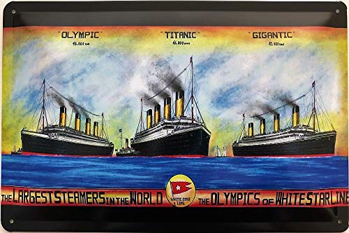 Deko7 Blechschild 30 x 20 cm White Star Line Olympic Titanic Gigantic Deko7 Blechschild 30 x 20 cm White Star Line Olympic Titanic Gigantic von Deko7