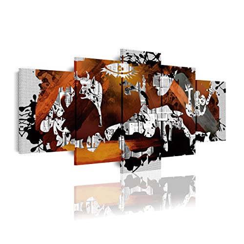 DekoArte 428 - Modernes Bild, digitalisierter Kunstdruck | Dekoratives Bild für den Salon oder das Schlafzimer |Abstrakter Stil Kunst Picasso Guernica | 5 Teile 200 x 100 cm XXL von DekoArte