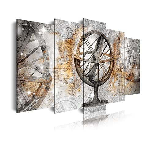 DekoArte 452 - Modernes Bild, digitalisierter Kunstdruck | Dekoratives Bild für den Salon oder das Schlafzimer |Stil Weltkarte Landkarte der Erde mit Weltkugel Goldtöne | 5 Teile 150x80 cm DekoArte 452 - Modernes Bild, digitalisierter Kunstdruck | Dekoratives Bild für den Salon oder das Schlafzimer |Stil Weltkarte Landkarte der Erde mit Weltkugel Goldtöne | 5 Teile 150x80 cm von DekoArte