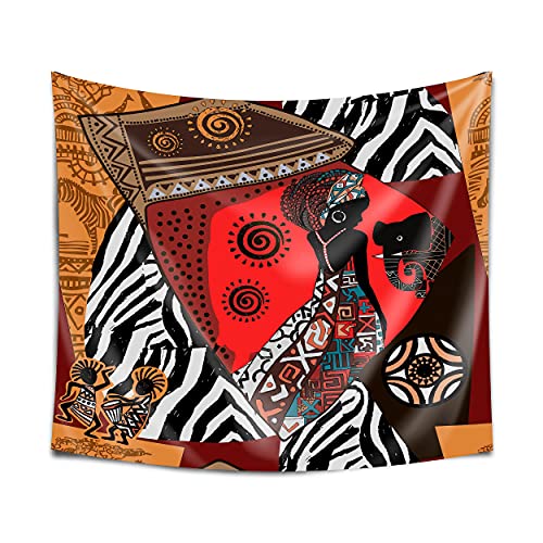 DekoArte TP33 - Moderner Wandbehang, digitalisierter Kuntdruck auf 100% Polyester, Dekoration für Salon und Schlafzimmer | Afrikanischer Ethnostil Warme Töne | 150 x 130 cm von DekoArte