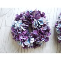 Hortensien Kranz Türkranz Tischkranz Groß Oder Klein in Blau Lila Tönen Seidenblumen Künstlich von DekoBastelnGirlanden