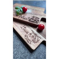 Personalisiertes Kinderschneidbrett Aus Akazienholz Mit Symbol Und Name Des Kindes - Perfekt Für Kleine Küchenhelfer, Langlebig Nachhalt von DekoDesignArtDE