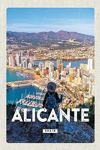 Blechschild 18x12 cm Alicante Spain Panorama Bild Wand Deko Bar Kneipe Sammler Geschenk von DekoDrom