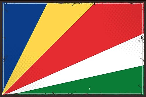Blechschild 18x12 cm Seychellen Retro Flag Seychelles Wand Deko Bar Kneipe Sammler Geschenk von DekoDrom
