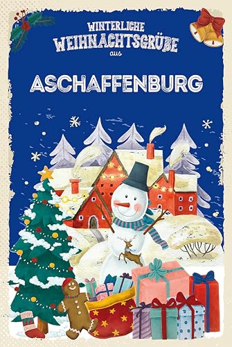 Blechschild 18x12 cm Weihnachtsgrüße ASCHAFFENBURG Wand Deko Bar Kneipe Sammler Geschenk von DekoDrom