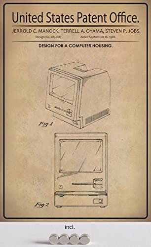 DekoDrom® Blechschild 20 x 30 cm US Patent Computer historisches Motiv mit Magnete Wand Deko Sammler Geschenk von DekoDrom