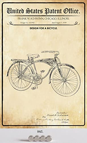DekoDrom® Blechschild 20 x 30 cm US Patent Fahrrad Bicycle historisches Motiv II mit Magnete Wand Deko Sammler Geschenk von DekoDrom