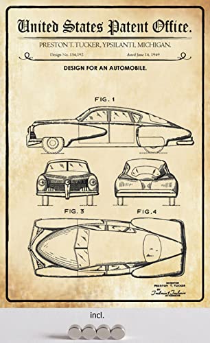 DekoDrom® Blechschild 20 x 30 cm US Patent Luxus Limosine Auto Oldtimer historisches Motiv mit Magnete Wand Deko Sammler Geschenk von DekoDrom