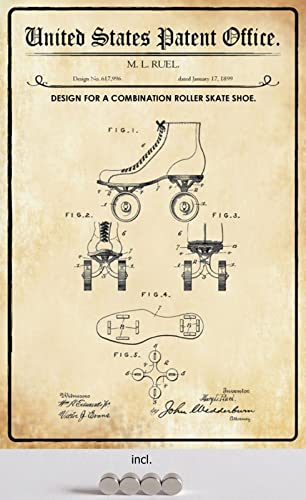 DekoDrom® Blechschild 20 x 30 cm US Patent Roller Blades Rollschuhe Sport Hobby historisches Motiv II mit Magnete Wand Deko Sammler Geschenk von DekoDrom