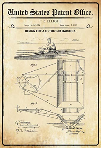 DekoDrom® Blechschild 20 x 30 cm US Patent Ruderboot historisches Motiv Wand Deko Sammler Geschenk von DekoDrom