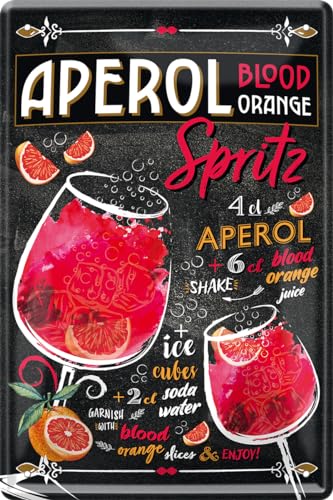 DekoDrom® Blechschild 20x30 cm Aperol Spritz Blood Orange - Kult Cocktail Bar Kneipe Pub Disco Wand Deko von DekoDrom