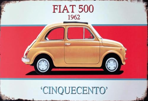 DekoDrom® Blechschild 20x30 cm Cinquecento 500 Youngtimer Kult Auto Italien Werksatt Reklame Sammler Geschenk von DekoDrom