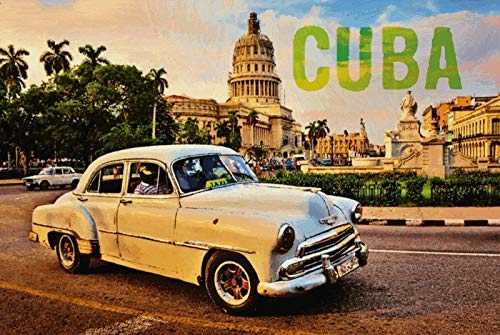 DekoDrom® Blechschild 20x30 cm Cuba Oldtimer Auto Karibik Havanna Wand Deko Bar Kneipe Sammler Geschenk von DekoDrom