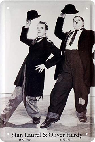 DekoDrom® Blechschild 20x30 cm Dick + Doof Laurel & Hardy Kult Komiker Filmszene Kino Plakat von DekoDrom