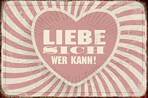 DekoDrom® Blechschild 20x30 cm Liebe sich wer Kann Leben Spruch Tafel Wand Deko Bar Kneipe Cafe Sammler Geschenk von DekoDrom