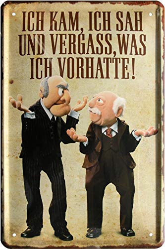 DekoDrom® Blechschild 20x30 cm Opas - Ich kam sah und vergass was ich vorhatte - Bar Kneipe Wand Deko Sammler Geschenk von DekoDrom