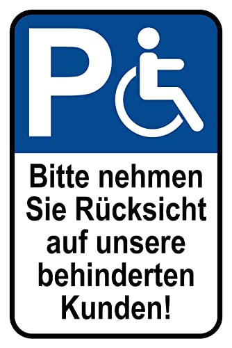 DekoDrom® Blechschild 20x30 cm Parkplatz Behinderte Rücksicht Rollstuhl Tafel Wand Deko Bar Kneipe Cafe Sammler Geschenk von DekoDrom
