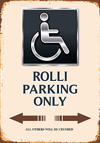 DekoDrom® Blechschild 20x30 cm Rolli Parking Only Parken nur für Rollstühle Spruch Tafel Wand Deko Bar Kneipe Cafe Sammler Geschenk von DekoDrom