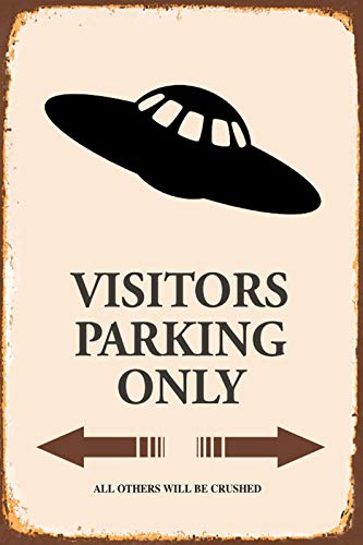 DekoDrom® Blechschild 20x30 cm UFO parking only Parkplatz Schild Garage Stellplatz Wand Deko Bar Kneipe Sammler Geschenk von DekoDrom
