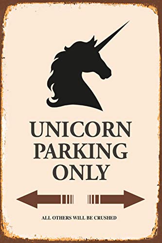 DekoDrom® Blechschild 20x30 cm Unicorn Einhorn parking only Parkplatz Schild Garage Stellplatz Wand Deko Bar Kneipe Sammler Geschenk von DekoDrom