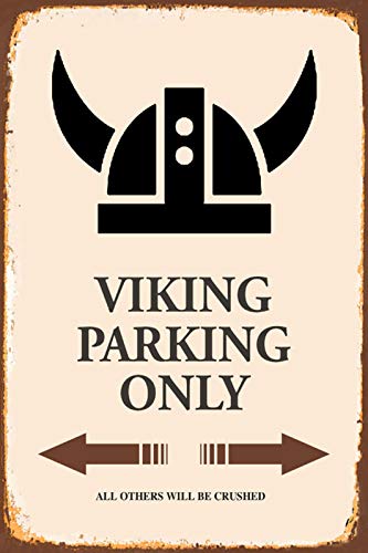 DekoDrom® Blechschild 20x30 cm Wikinger Viking parking only Parkplatz Schild Garage Stellplatz Wand Deko Bar Kneipe Sammler Geschenk von DekoDrom